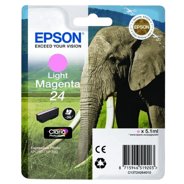 Epson Original 24 C13T24264012 ljus magenta bläckpatron | Innehåll: 4,6 ml.