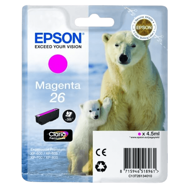 Epson Original 26 C13T26134012 magenta bläckpatron | Innehåll: 4,5 ml.