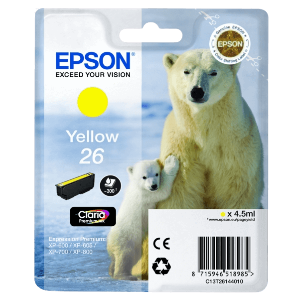 Epson Original 26 C13T26144012 gul bläckpatron