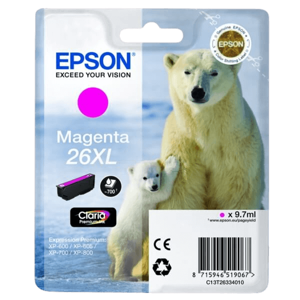 Epson Original 26 C13T26334012 XL magenta bläckpatron | Innehåll: 9,7 ml.
