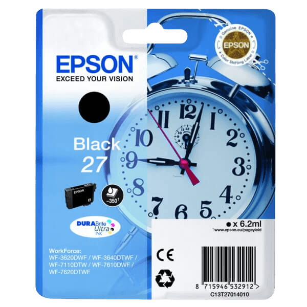 Epson Original 27 C13T27014012 svart bläckpatron | Innehåll: 6.2 ml.