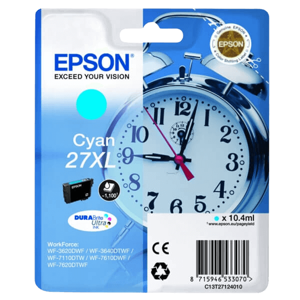 Epson Original 27 C13T27124012 XL cyan bläckpatron | Innehåll: 10.4 ml.