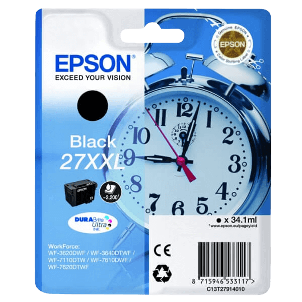 Epson Original 27 C13T27914012 XXL svart bläckpatron | Innehåll: 34.1 ml.