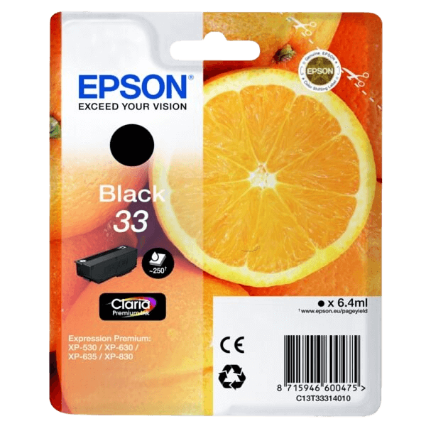 Epson Original 33 C13T33314012 svart bläckpatron | Innehåll: 6,4 ml.