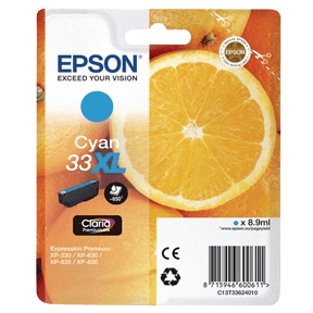 Epson Original 33 C13T33624012 XL cyan bläckpatron | Innehåll: 8,9 ml.