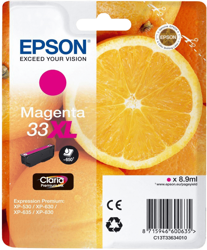 Epson Original 33 C13T33634012 XL magenta bläckpatron | Innehåll: 8,9 ml.