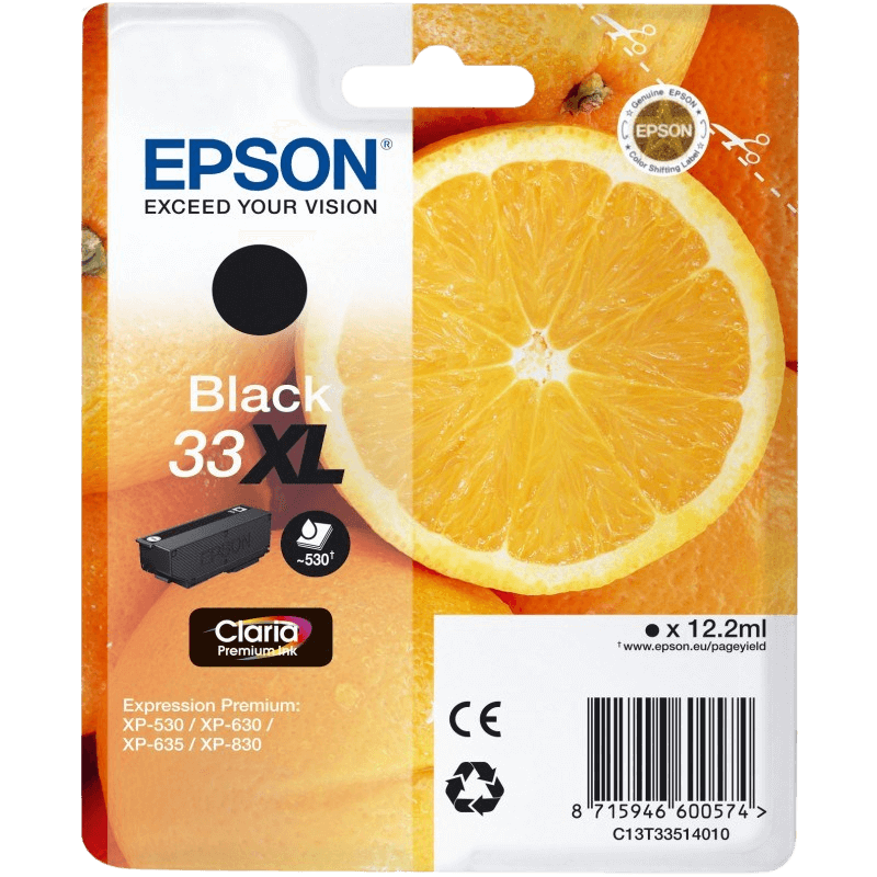 Epson Original 33 C13T33514012 XL svart bläckpatron | Innehåll: 12,2 ml.