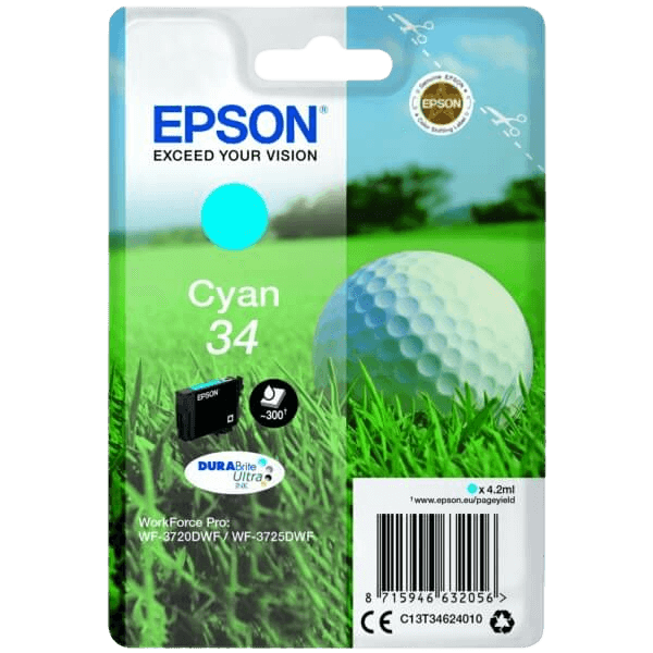 Epson Original 34 C13T34624010 cyan bläckpatron | Innehåll: 4,2 ml.