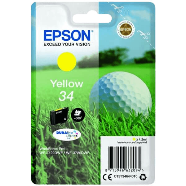 Epson Original 34 C13T34644010 gul bläckpatron | Innehåll: 4,2 ml.