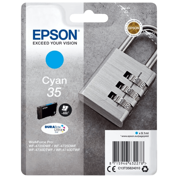 Epson Original 35 C13T35824010 cyan bläckpatron | Innehåll: 9,1 ml.