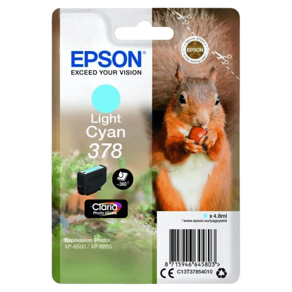 Epson Original 378 C13T37854010 ljus cyan bläckpatron | Innehåll: 4,8 ml.