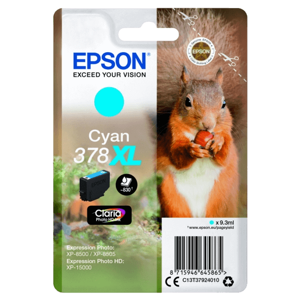 Epson Original 378 C13T37924010 XL ljus cyan bläckpatron | Innehåll: 830 sidor