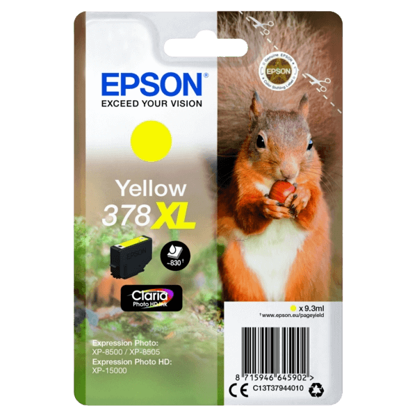Epson Original 378 C13T37944010 XL gul bläckpatron | Innehåll: 830 sidor