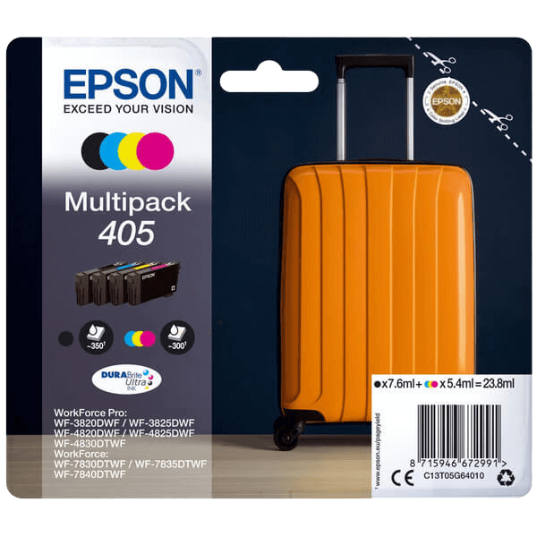 Epson Original 405 C13T05G64010 CMYK rabattpaket | Innehåll: 1x 7.6 + 3x 5,4 ml.