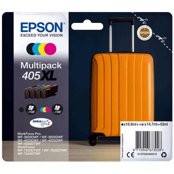 Epson Original 405XL C13T05H64010 CMYK rabattpaket | Innehåll: 1x 18,9 + 3x 14,7 ml.