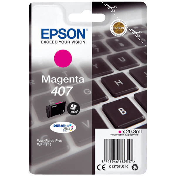 Epson Original 407 C13T07U340 magenta bläckpatron | Innehåll: 20,3 ml.