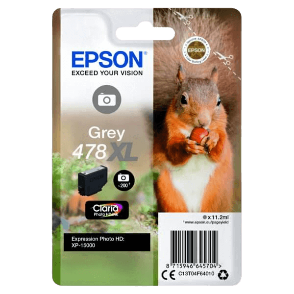 Epson Original 478 C13T04F64010 XL grå bläckpatron | Innehåll: 11,2 ml.