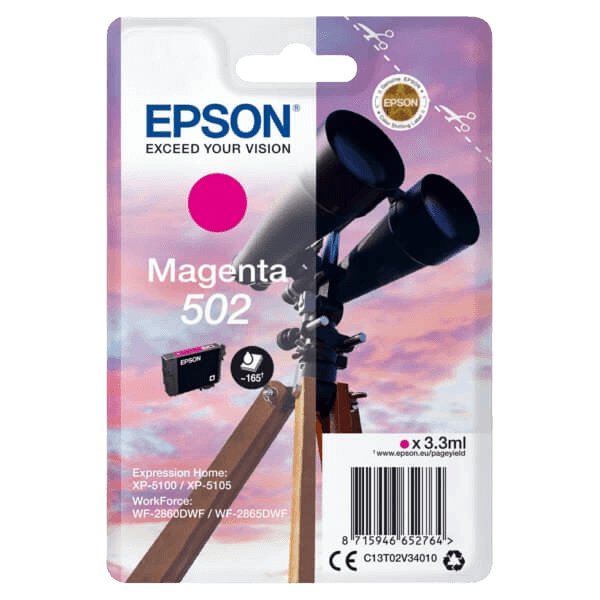 Epson Original 502M C13T02V34010 magenta bläckpatron | Innehåll: 3,3 ml.