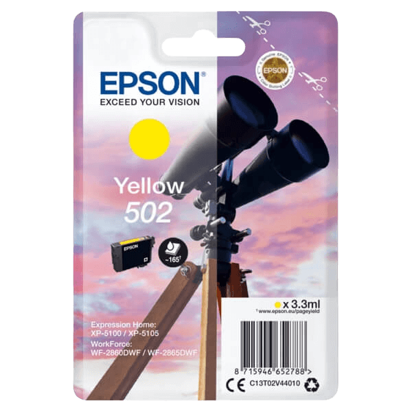 Epson Original 502Y C13T02V44010 gul bläckpatron | Innehåll: 3,3 ml.