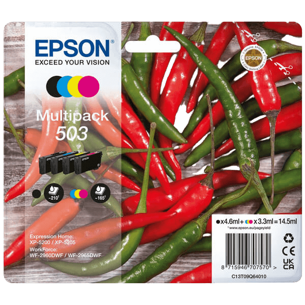 Epson Original 503 C13T09Q64010 CMYK rabattpaket | Innehåll: 4,6 + 3x 3,3 ml.
