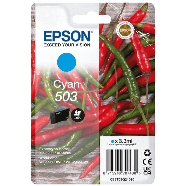 Epson Original 503C C13T09Q24010 cyan bläckpatron | Innehåll: 3,3 ml.
