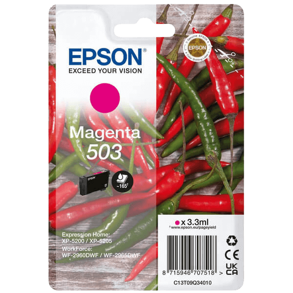 Epson Original 503M C13T09Q34010 magenta bläckpatron | Innehåll: 3,3 ml.