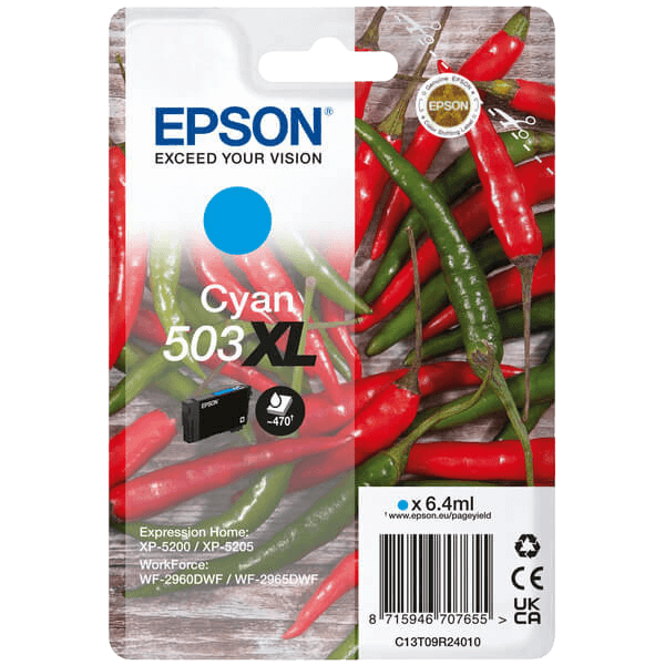 Epson Original 503XLC C13T09R24010 cyan bläckpatron | Innehåll: 6,4 ml.