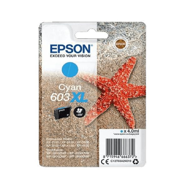 Epson Original 603XL C13T03A24010 cyan bläckpatron | Innehåll: 4 ml.