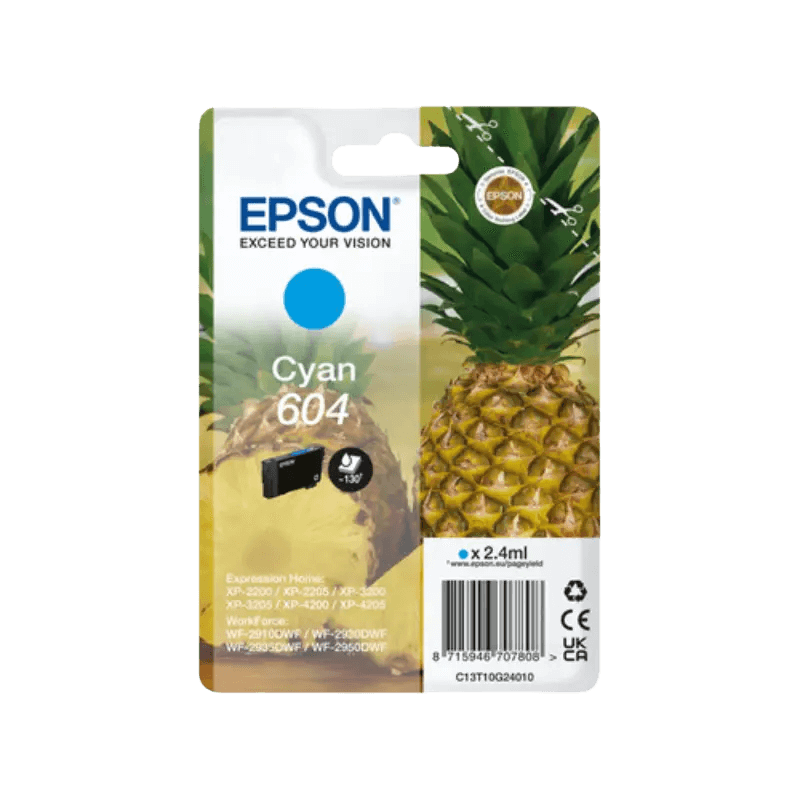 Epson Original 604 C13T10G24010 cyan bläckpatron | Innehåll: 2,4 ml.