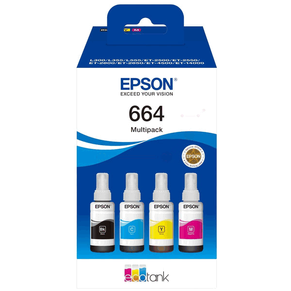 Epson Original 664 C13T664640 CMYK rabattpaket | Innehåll: 4 x 70 ml.