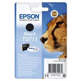 Epson Original T0711 C13T07114012 svart bläckpatron | Innehåll: 7,4 ml.