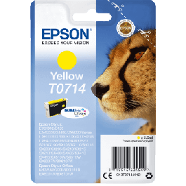Epson Original T0714 C13T07144012 gul bläckpatron | Innehåll: 5,5 ml.