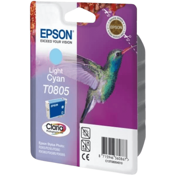 Epson Original T0805 C13T08054011 ljus cyan bläckpatron | Innehåll: 7,4 ml.
