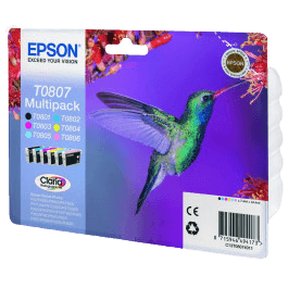 Epson Original T0807 C13T08074011 CMYK rabattpaket | Innehåll: 6 x 7,4 ml.