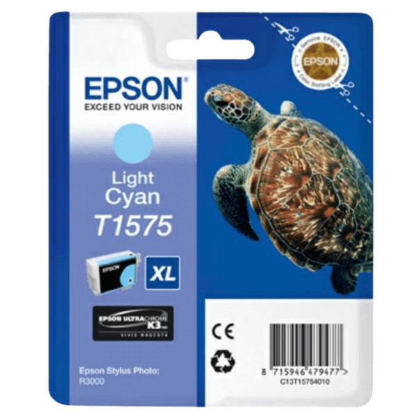 Epson Original T1575 C13T15754010 ljus cyan bläckpatron | Innehåll: 25,9 ml.