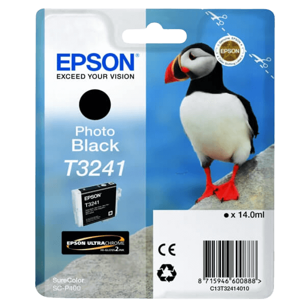 Epson Original T3241 C13T32414010 foto svart bläckpatron | Innehåll: 14 ml.