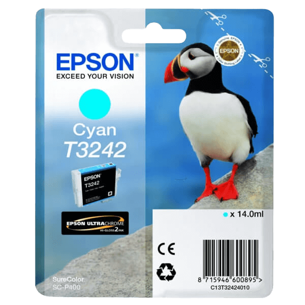 Epson Original T3242 C13T32424010 cyan bläckpatron | Innehåll: 14 ml.