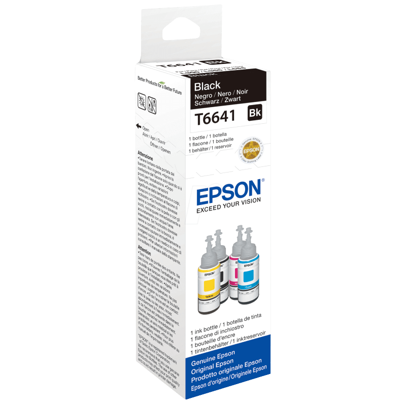 Epson Original T6641 C13T664140 svart bläck refill | Innehåll: 70 ml.