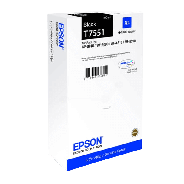 Epson Original T7551 C13T755140 XL svart bläckpatron | Innehåll: 100 ml.
