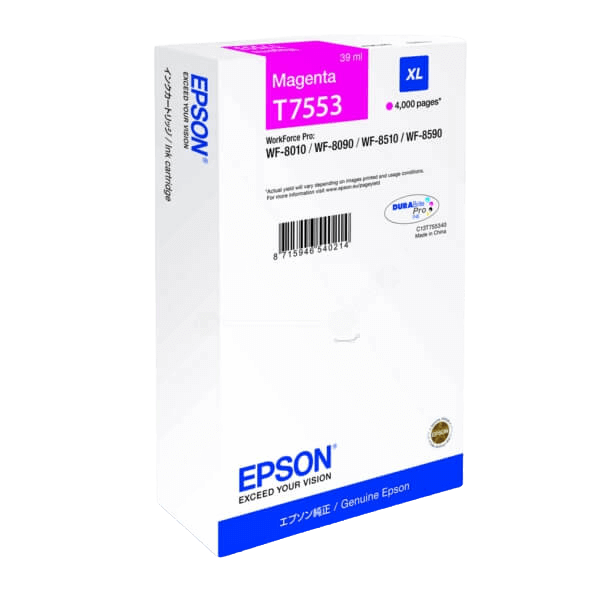 Epson Original T7553 C13T755340 XL magenta bläckpatron | Innehåll: 39 ml.