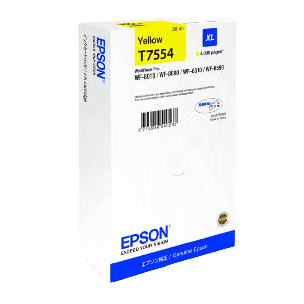 Epson Original T7554 C13T755440 XL gul bläckpatron | Innehåll: 39 ml.