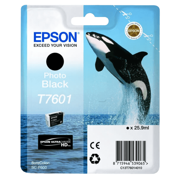 Epson Original T7601 C13T76014010 foto svart bläckpatron | Innehåll: 25,9 ml.