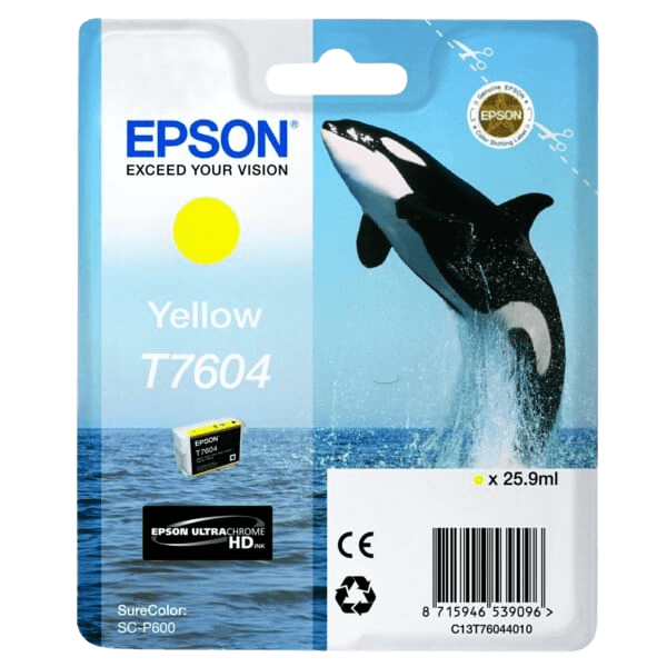 Epson Original T7604 C13T76044010 gul bläckpatron | Innehåll: 25,9 ml.