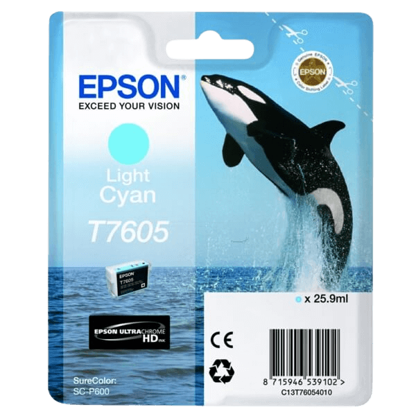 Epson Original T7605 C13T76054010 ljus cyan bläckpatron | Innehåll: 25,9 ml.