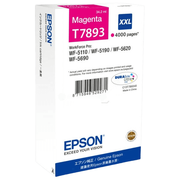 Epson Original T7893 C13T789340 XXL magenta bläckpatron | Innehåll: 34,2 ml.