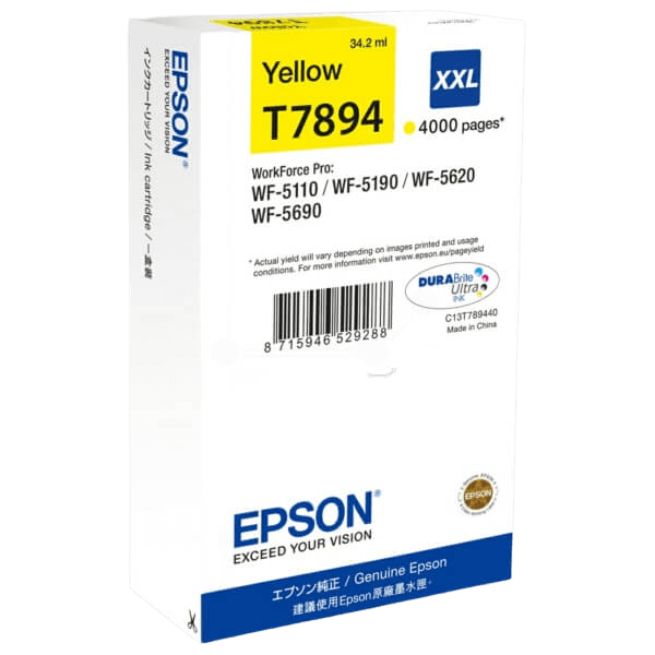 Epson Original T7894 C13T789440 XXL gul bläckpatron | Innehåll: 34,2 ml.