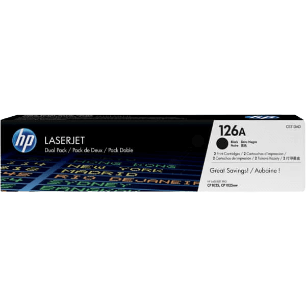 HP Original 126A CE310AD twin pack svart toner | Innehåll: 2400 sidor