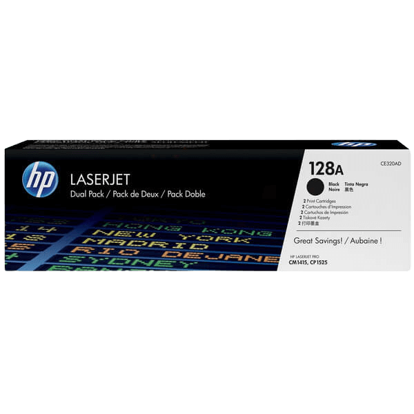 HP Original 128A CE320AD twin pack svart toner | Innehåll: 4000 sidor