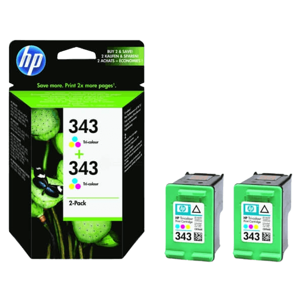 HP Original 343 CB332EE twin pack 3 färger i en bläckpatron | Innehåll: 14 ml.