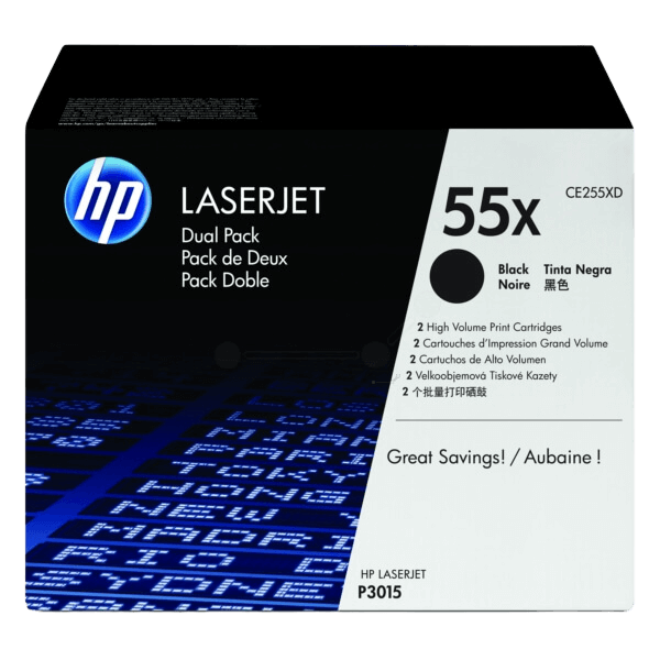 HP Original 55X CE255XD twin pack svart toner | Innehåll: 24000 sidor